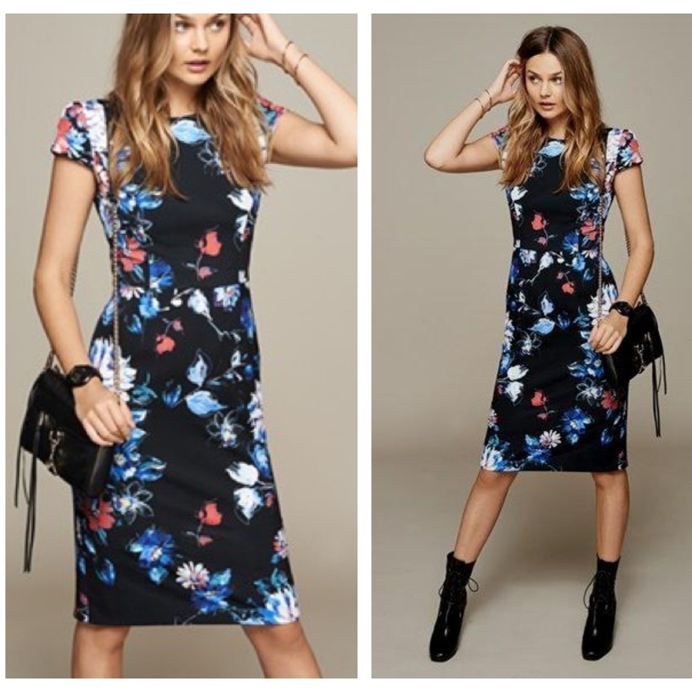 Betsey Johnson Floral Stretch Midi Dress Size 2